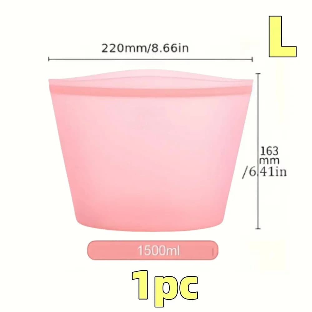 1/3pcs bolsas reutilizables de silicona para alimentos, bolsas de almacenamiento herméticas tipo ziplock para nevera y congelador, para conservar la frescura y organizar la cocina
