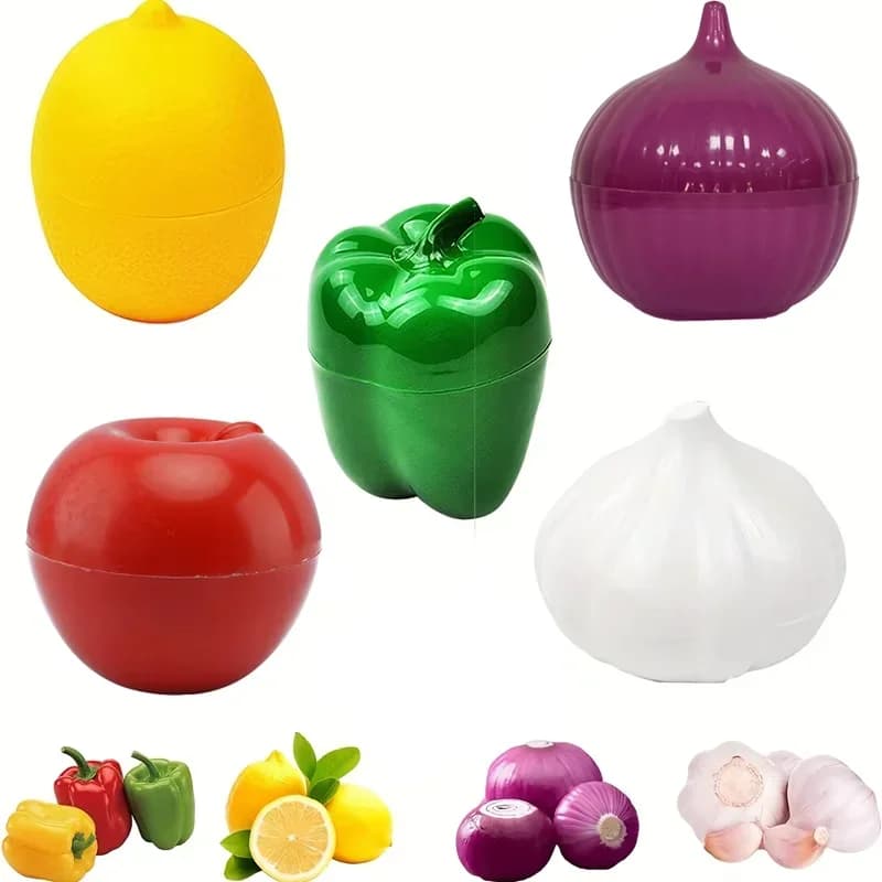 Caja para alimentos de plástico sellada, organizador creativo, contenedor crisper para verduras, cebolla, ajo, pimiento verde, almacenamiento fresco, utensilio de cocina