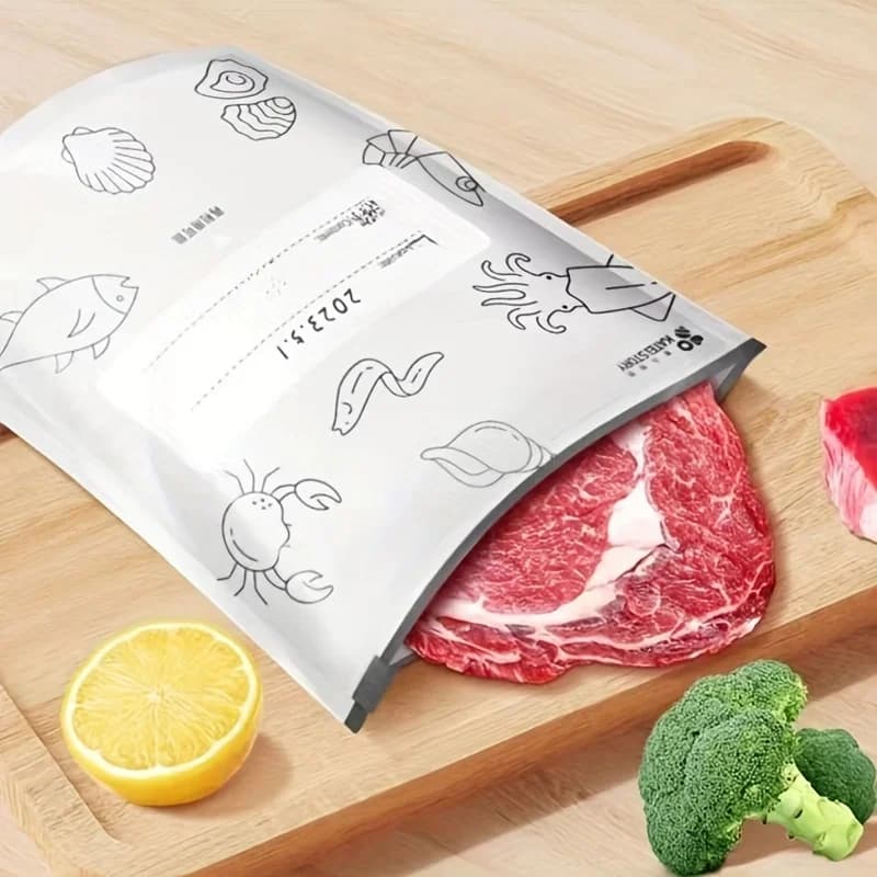 10/60 bolsas de almacenamiento de papel de aluminio, bolsas selladas para congelador, organizadores, envasado de alimentos, reutilizables, a prueba de olores, esencial de cocina