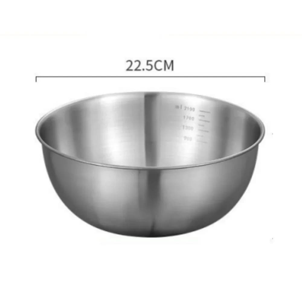 Juego de 1 a 3 cuencos de acero inoxidable con escala para cocinar, hornear y guardar alimentos; cuencos mezcladores de gran capacidad para el hogar y la cocina