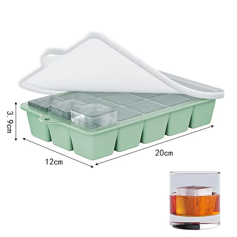 2 moldes de silicona para cubitos de hielo con tapa - 15 cavidades, reutilizables para whisky y cócteles