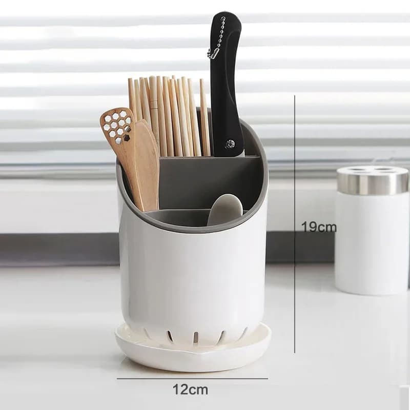1 Pc estante de almacenamiento de plástico para vajilla, soporte de drenaje para palillos, cuchillo, cuchara y tenedor con bandeja, estante de drenaje para el hogar