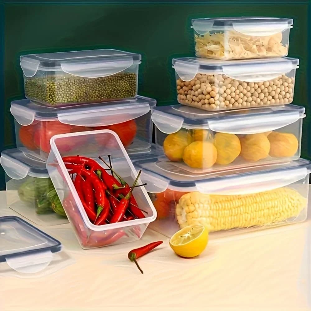 Recipientes herméticos para alimentos de 8 piezas, libres de BPA, con tapas de cierre - almacenamiento de plástico PP apto para microondas/congelador para alimentos secos/frutas/verduras