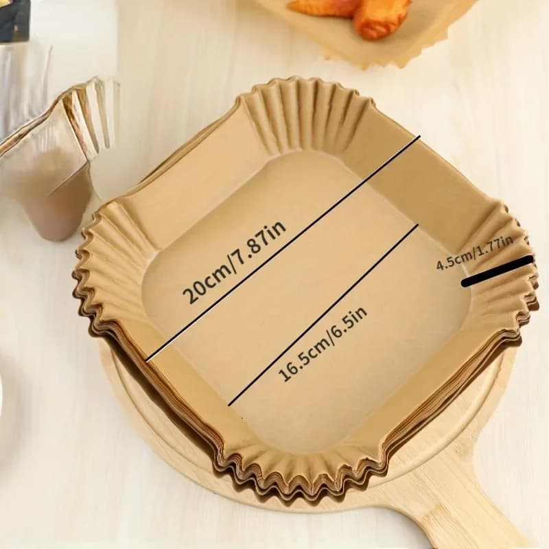 Forros de papel para freidora de aire desechables, resistentes al aceite e impermeables, papel de hornear redondo, cuadrado y rectangular, suministros de cocina y fiesta