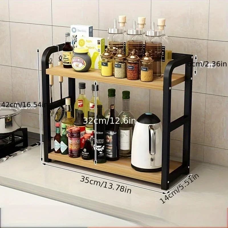 Estante de encimera metálico de 2 niveles, 1 pieza - organizador que ahorra espacio para café, tazas y condimentos, estante de cocina resistente al óxido