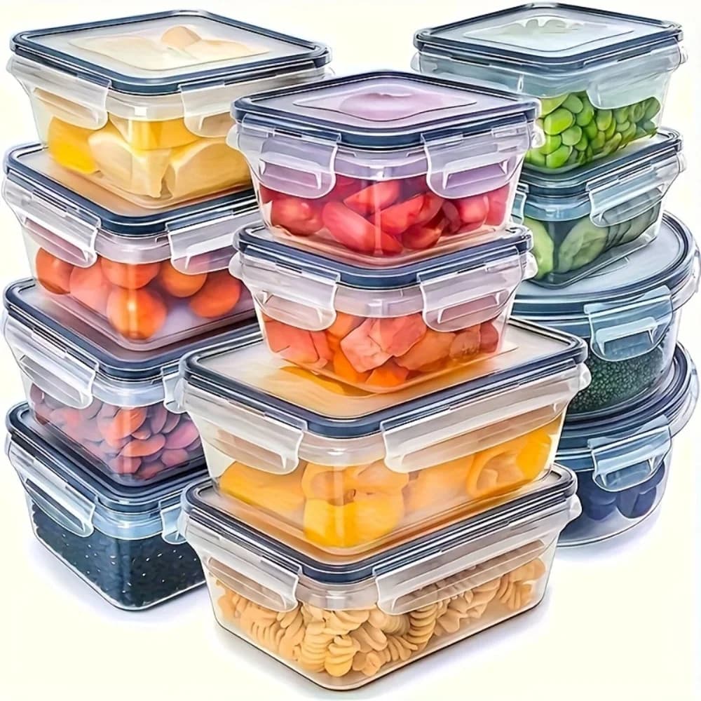 Recipientes herméticos para alimentos de 8 piezas, libres de BPA, con tapas de cierre - almacenamiento de plástico PP apto para microondas/congelador para alimentos secos/frutas/verduras