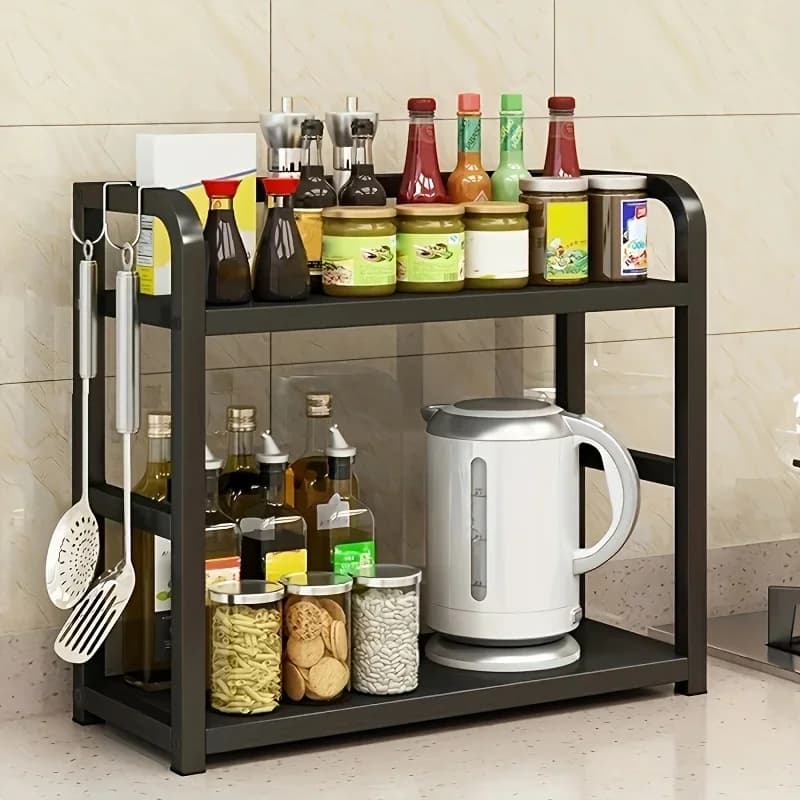 Estante de encimera metálico de 2 niveles, 1 pieza - organizador que ahorra espacio para café, tazas y condimentos, estante de cocina resistente al óxido