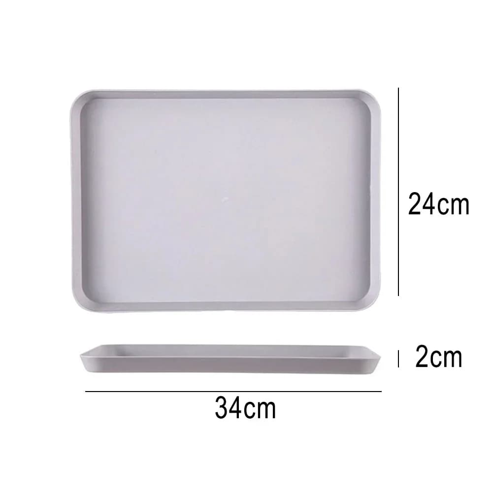 Bandeja de servir rectangular, bandeja cuadrada antideslizante y resistente a los arañazos, bandeja de plástico para servir comida, té, fruta y postres en casa