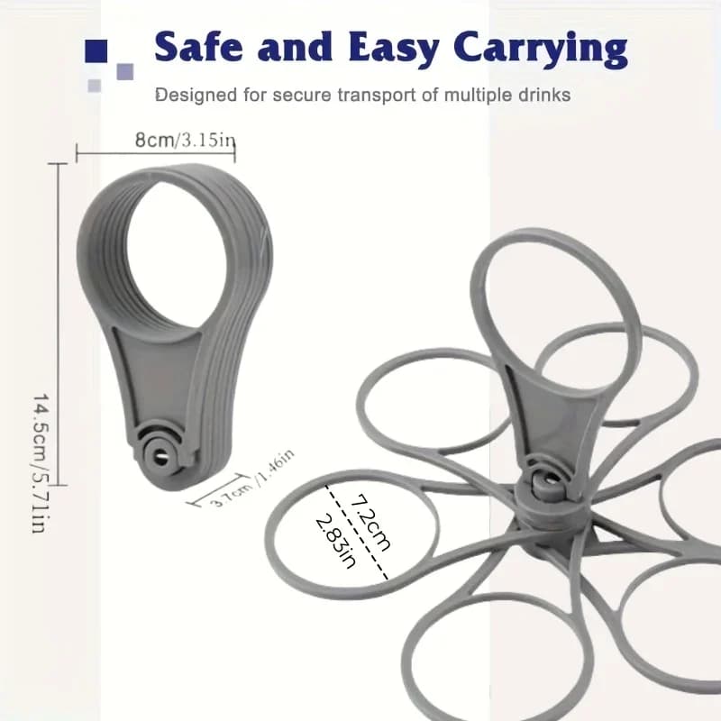 1/2 piezas Portavasos portátil de 6 ranuras, bandeja plegable para bebidas con asa, de bolsillo para picnics y fiestas al aire libre, portavasos reutilizable
