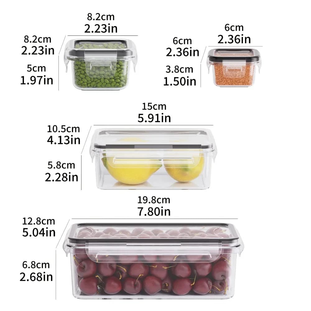 Recipientes herméticos para alimentos de 8 piezas, libres de BPA, con tapas de cierre - almacenamiento de plástico PP apto para microondas/congelador para alimentos secos/frutas/verduras