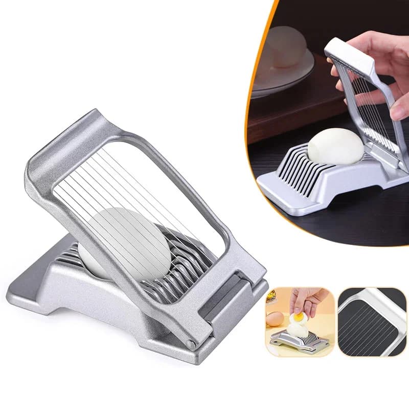 Cortador de huevos de aluminio resistente para huevos duros, cortador de fresas de acero inoxidable, rebanador múltiple para fruta blanda