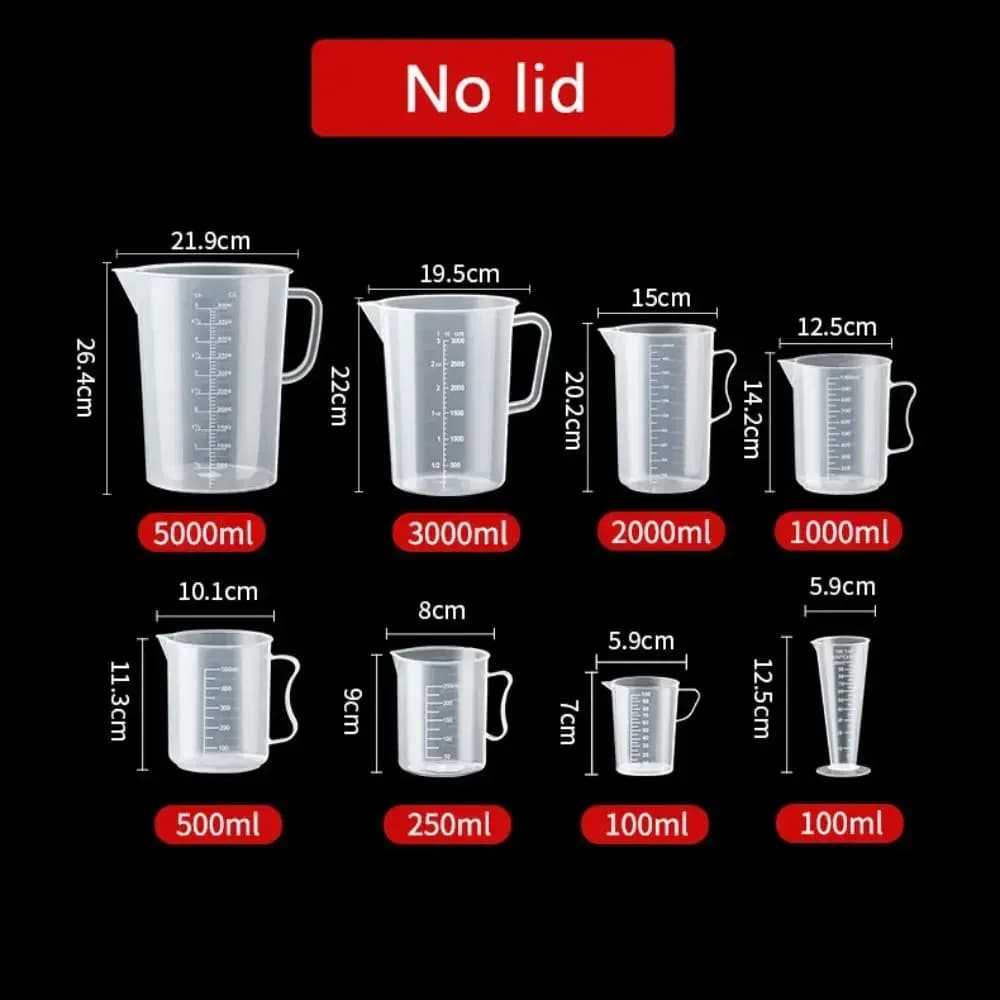 Vaso medidor de plástico alimentario resistente al calor 100-5000ml con escala graduada