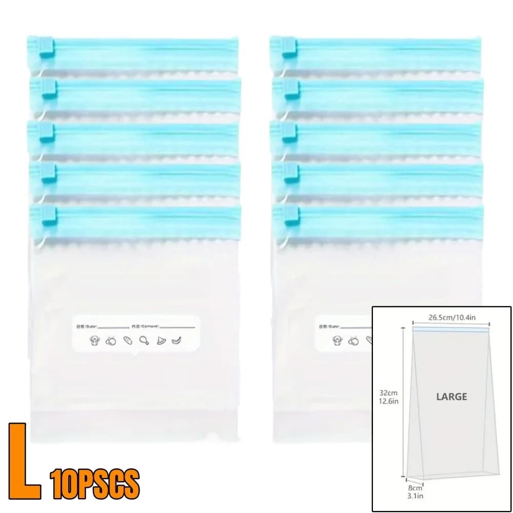 10-90pcs Bolsas de almacenamiento frescas con cierre hermético para frutas, cereales, verduras y carne, a prueba de fugas, para congelador