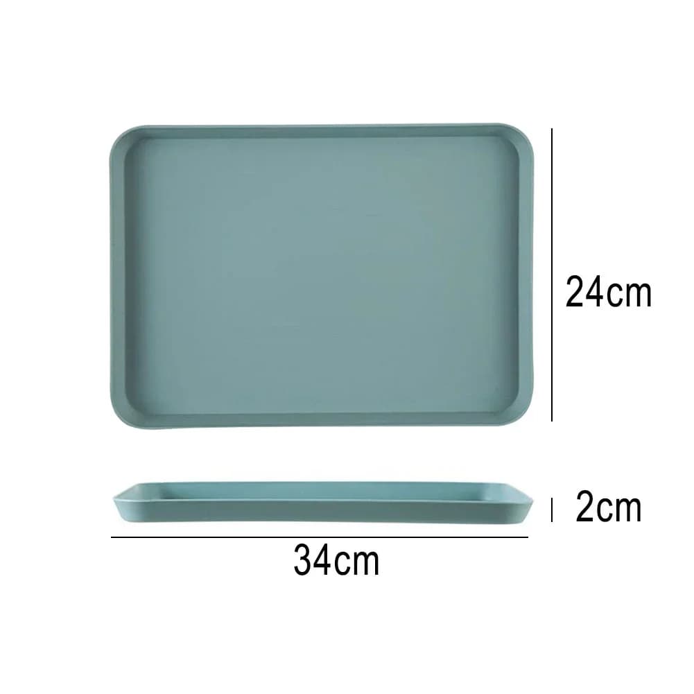 Bandeja de servir rectangular, bandeja cuadrada antideslizante y resistente a los arañazos, bandeja de plástico para servir comida, té, fruta y postres en casa