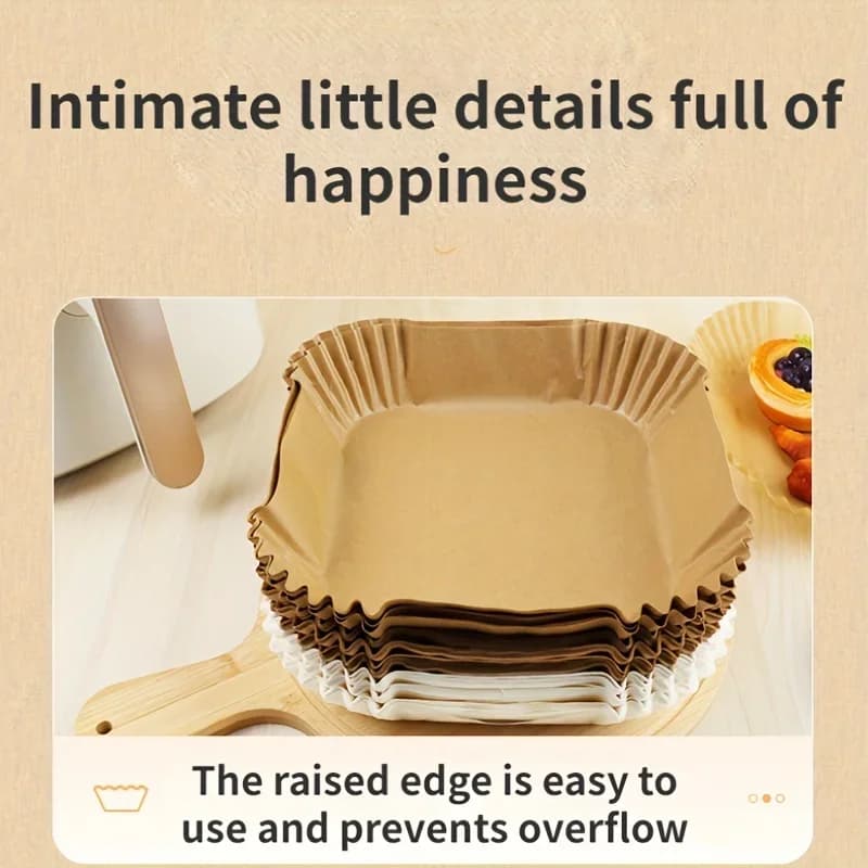 Forros de papel para freidora de aire desechables, resistentes al aceite e impermeables, papel de hornear redondo, cuadrado y rectangular, suministros de cocina y fiesta