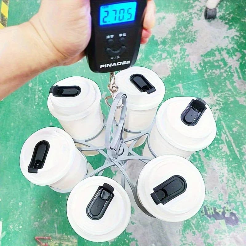 1/2 piezas Portavasos portátil de 6 ranuras, bandeja plegable para bebidas con asa, de bolsillo para picnics y fiestas al aire libre, portavasos reutilizable