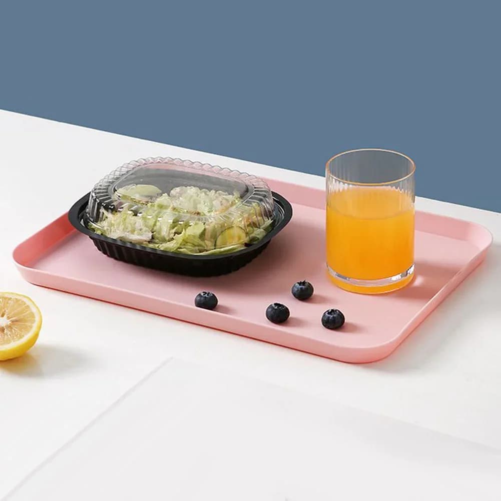 Bandeja de servir rectangular, bandeja cuadrada antideslizante y resistente a los arañazos, bandeja de plástico para servir comida, té, fruta y postres en casa
