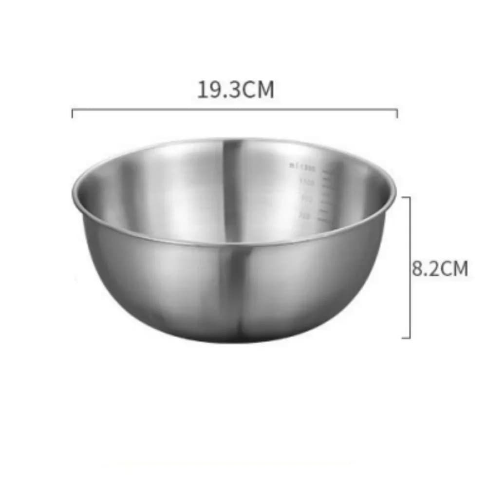 Juego de 1 a 3 cuencos de acero inoxidable con escala para cocinar, hornear y guardar alimentos; cuencos mezcladores de gran capacidad para el hogar y la cocina