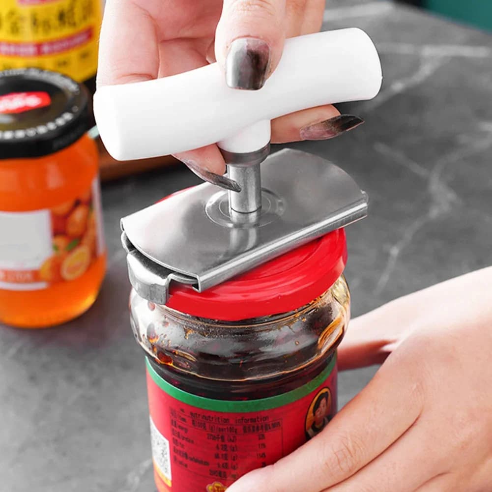 Abrelatas multiusos de acero inoxidable | Herramienta ajustable que ahorra esfuerzo para tapas de botellas y latas | Gadget para cocina comercial y hogar
