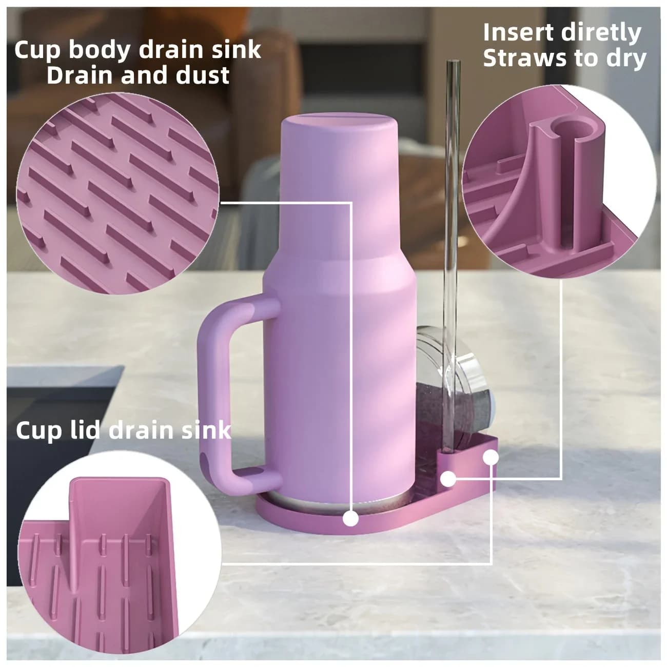 Soporte de secado para vasos de alta calidad de silicona, estación de secado para vasos para limpiar y guardar tazas, soporte para vasos de agua