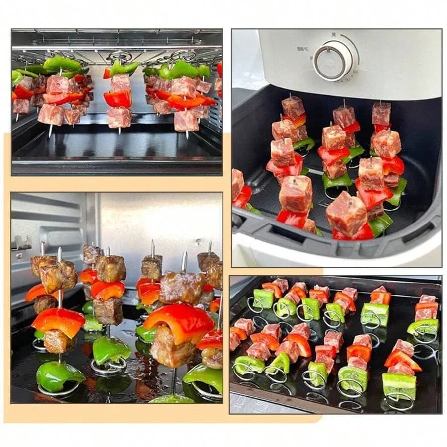 10/20/30pcs brochetas para kebab de acero inoxidable, palillos reutilizables para asar, herramienta para kebab, varilla de barbacoa de acero inoxidable para pollo