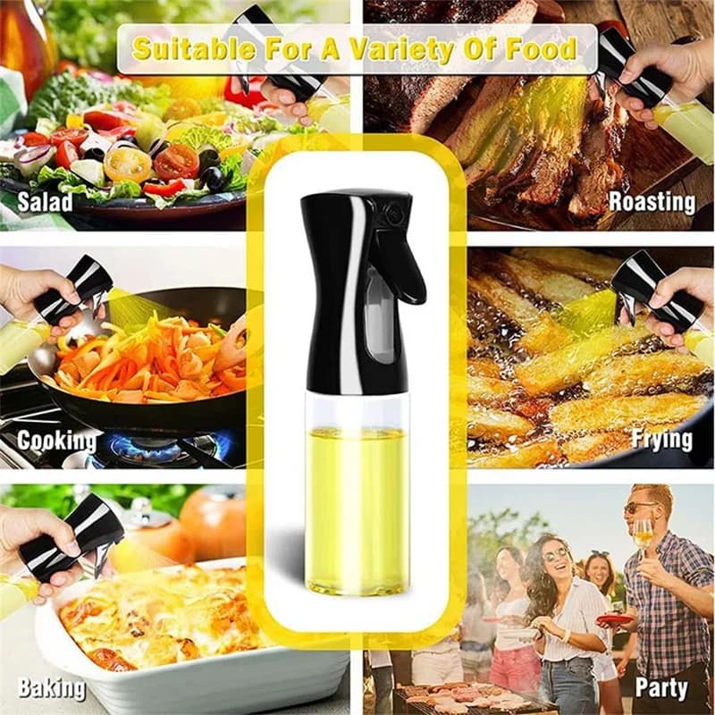 1pc 100/200/300/500ml Aceitera en spray para cocina, botella pulverizadora de aceite de oliva comestible, depósito de aceite en niebla para freidora de aire
