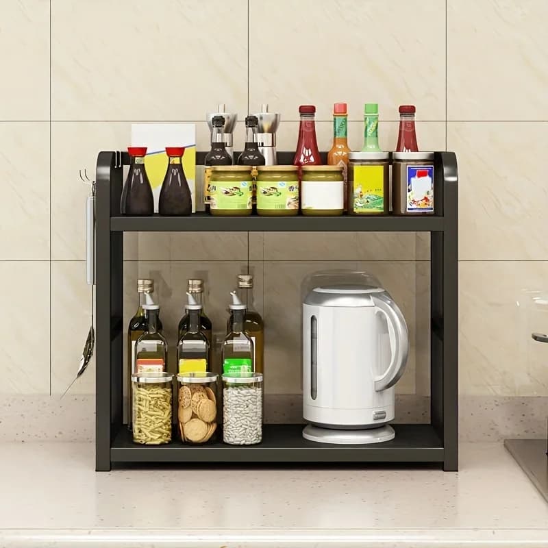 Estante de encimera metálico de 2 niveles, 1 pieza - organizador que ahorra espacio para café, tazas y condimentos, estante de cocina resistente al óxido