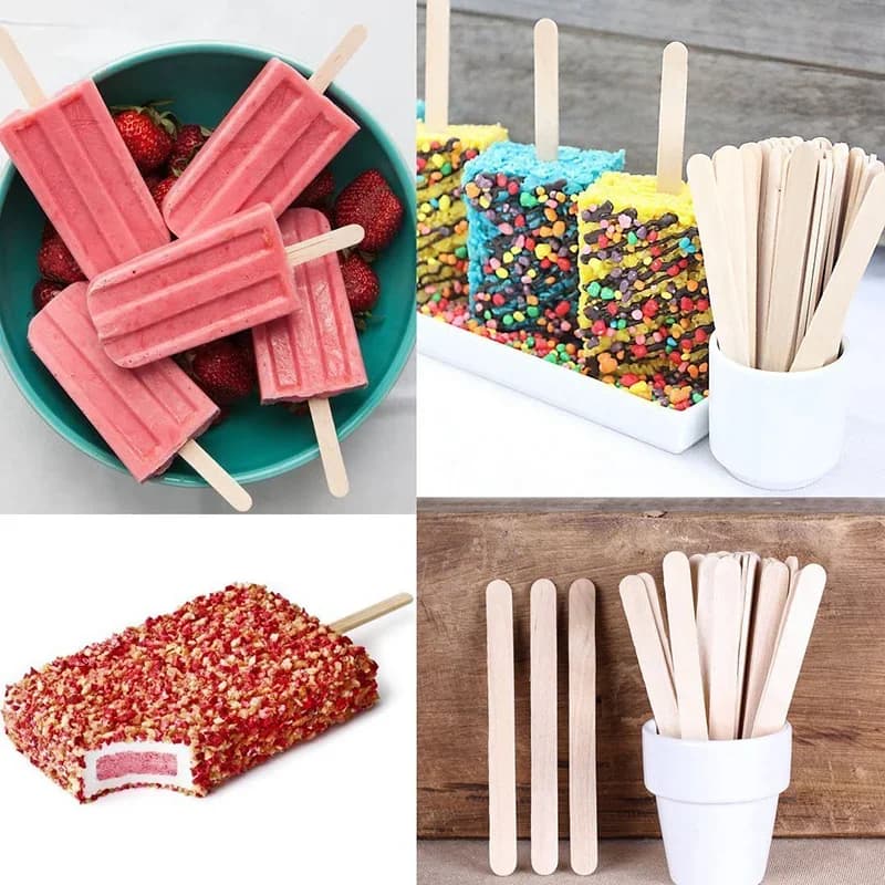 Leeseph Palitos para manualidades, palitos para helado de madera, palito de polo de 11.4cm de largo, para postres helados, resina, herramientas de manualidades