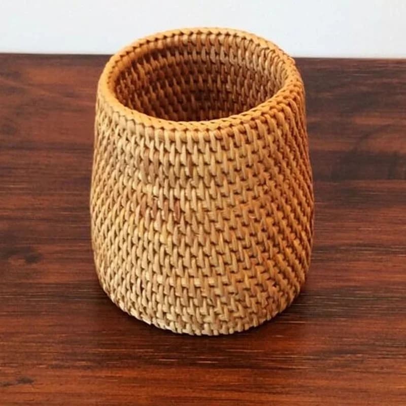 Caja de almacenamiento rattan para cubiertos y utensilios de mesa, organizador doméstico para palillos, palas, cucharas, cuchillos y tenedores