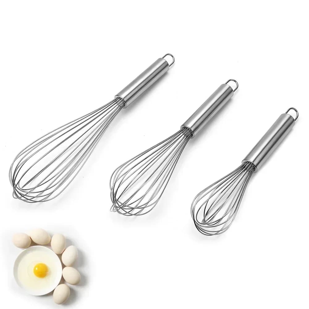 Batidor de varillas de acero inoxidable de 6/8/10/12 pulgadas, batidor manual tipo globo para hornear, cocinar, crema, mantequilla, leche, masa, utensilios de cocina