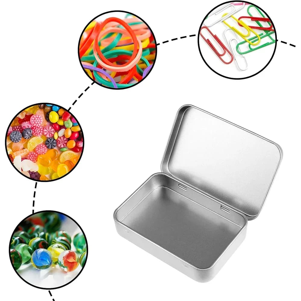 6Pcs Caja de lata metálica con bisagra, mini contenedor portátil de almacenamiento con tapa para el hogar, dulces y organización de manualidades