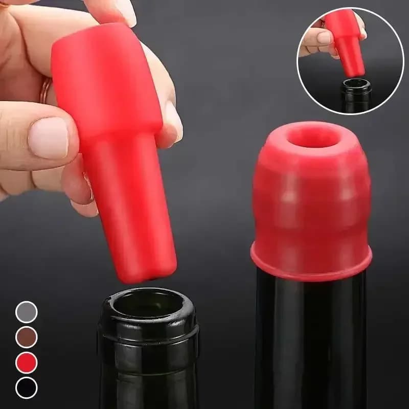 Tapón universal para botella de vino tinto con doble sellado de silicona suave y tapa, utensilios de bar y cocina para vino