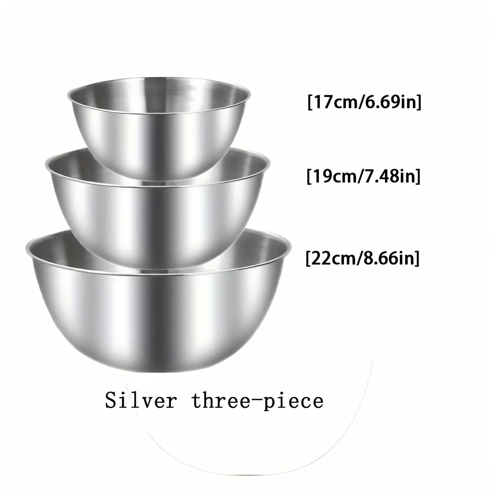 Juego de 3 cuencos de mezcla de acero inoxidable, cuenco grande para ensalada, amasado de masa, accesorios de cocina y artículos para el hogar