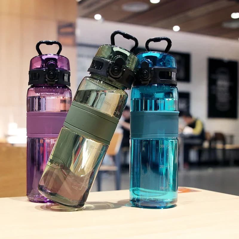 Botella deportiva de 500 ml portátil a prueba de fugas, vaso de plástico para bebida con filtro de té para tour, gimnasio y fitness al aire libre, vaso transparente
