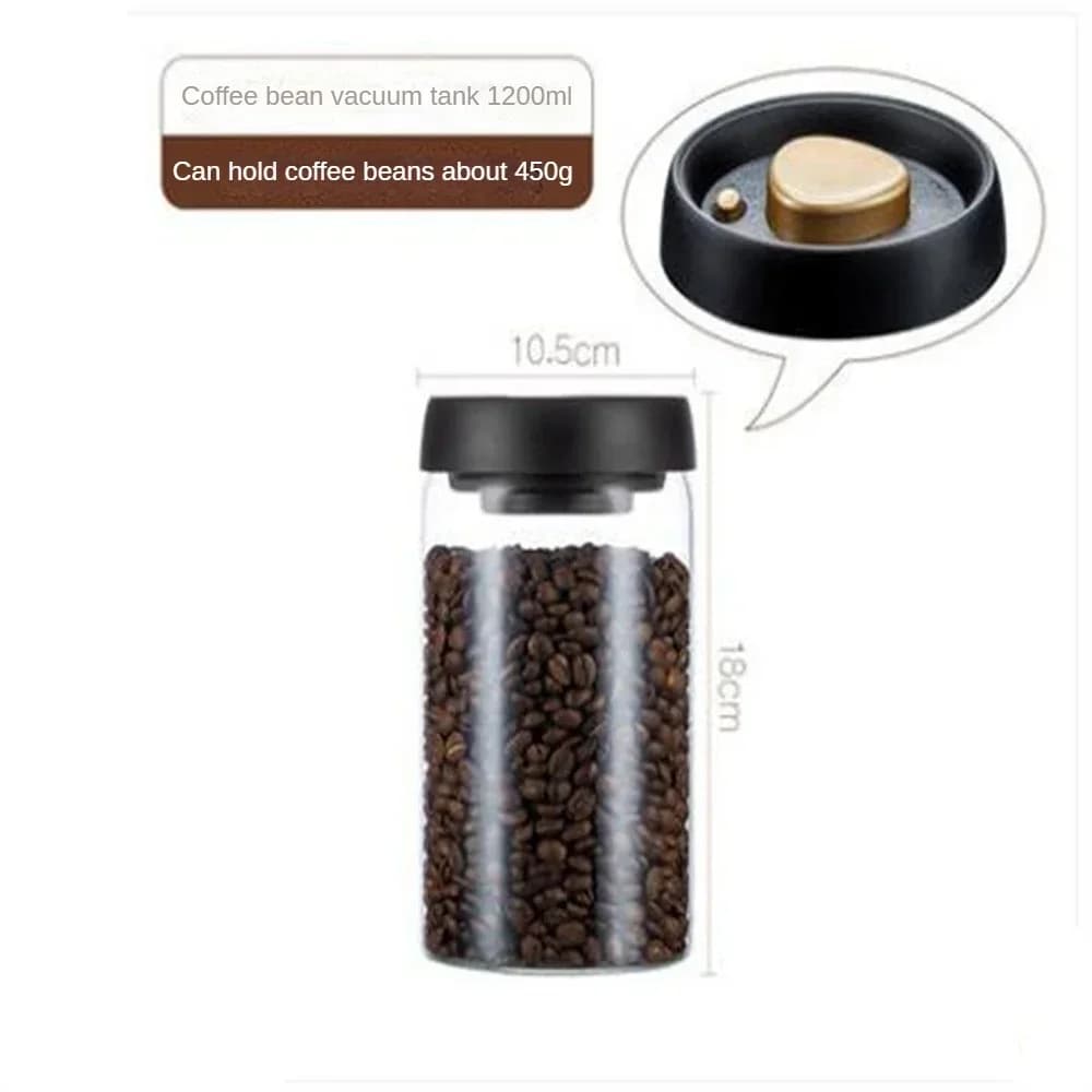 Frascos herméticos de vidrio transparente para almacenar granos de café al vacío, a prueba de humedad, con extracción de aire