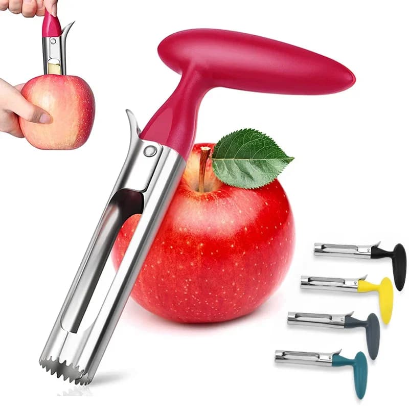 Descorazonador de manzanas premium de acero inoxidable, herramienta para quitar el corazón de manzanas y peras, cortador de frutas, saca semillas, cuchillo rebanador, utensilios de cocina para verduras