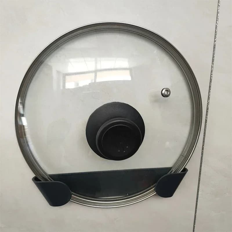 1/2/4 piezas soporte para ollas de pared, sin perforación, autoadhesivo, organizador de tapas de ollas y soporte de almacenamiento para cocina del hogar
