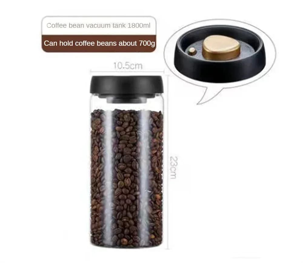 Frascos herméticos de vidrio transparente para almacenar granos de café al vacío, a prueba de humedad, con extracción de aire