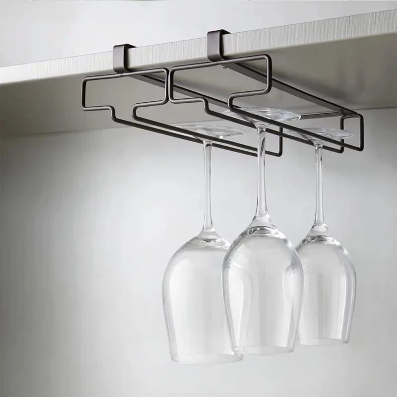 Estante colgante para almacenamiento de copas de vino tinto, soporte doméstico para copas de pie alto sin perforar, escurridor invertido