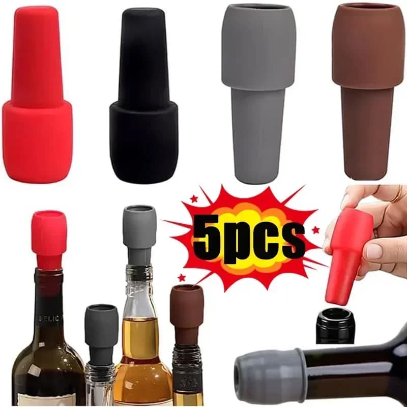 Tapón universal para botella de vino tinto con doble sellado de silicona suave y tapa, utensilios de bar y cocina para vino