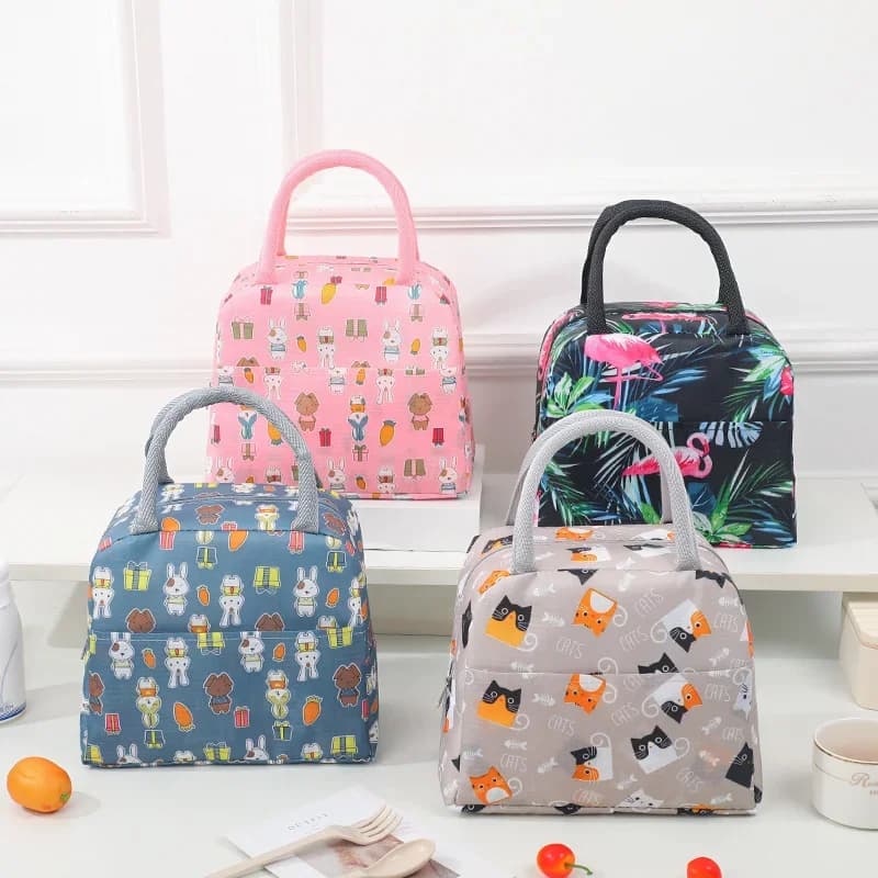 Bolsa de almuerzo grande e aislante, colorida, con forro de aluminio, bolsa bento engrosada, bolsa térmica para almuerzo y almacenamiento