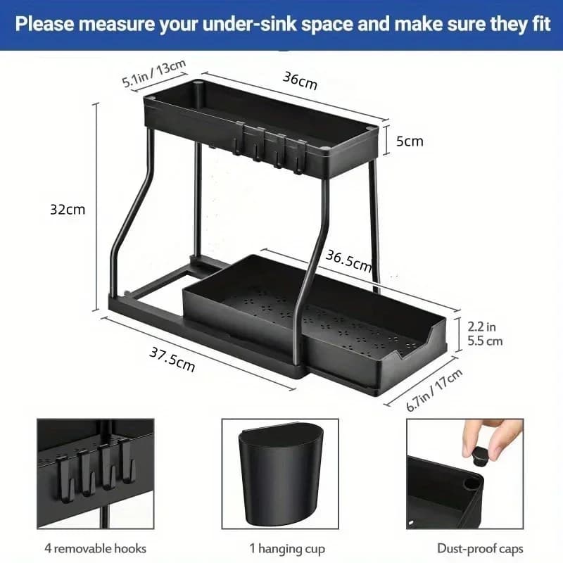 Estantería organizadora extraíble de varios niveles, estante versátil para botellas de condimentos de cocina, baño, debajo del fregadero, para ordenar el desorden