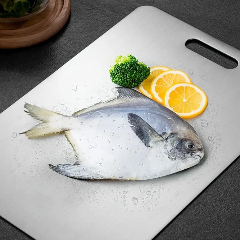Set de 2 tablas de cortar de acero inoxidable - resistentes, antideslizantes para carne y verduras | Sin BPA y a prueba de óxido