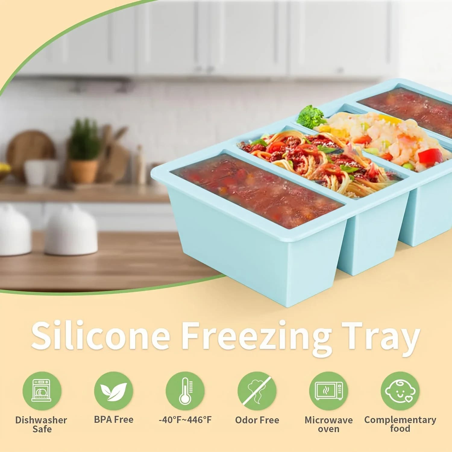 Juego de 1/4 moldes grandes rectangulares para cubitos de hielo con tapa, bandejas apilables para congelador para botellas, bebidas, cubos largos, artículos de cocina