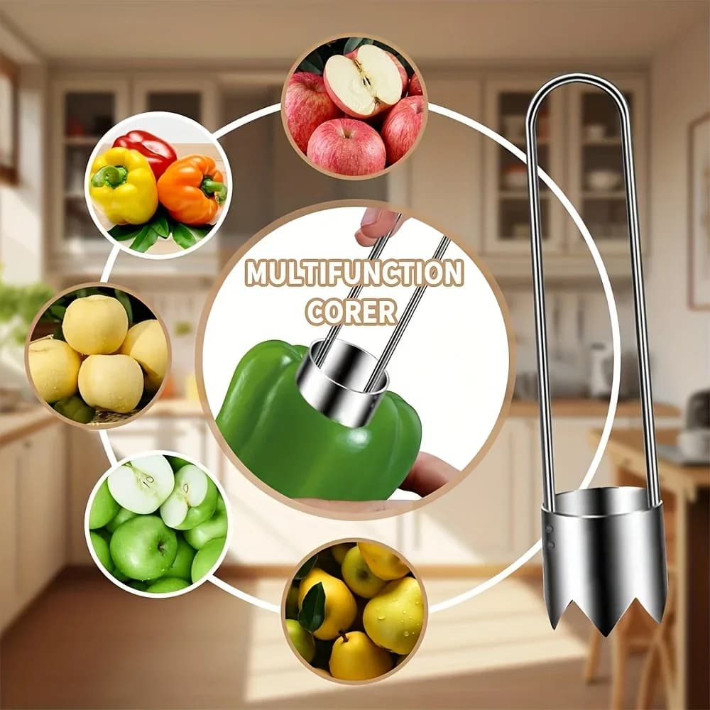 Herramienta descorazonadora de acero inoxidable de 1/2/3 piezas - para frutas y verduras como manzanas, pimientos, tomates | extracción fácil del corazón | duradera