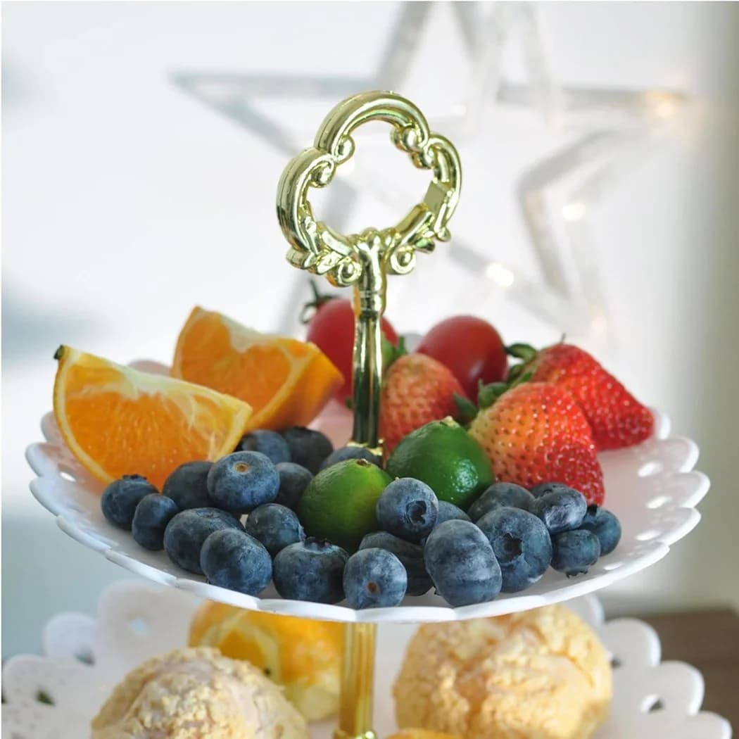 Soporte para tartas de 3 niveles, bandeja para frutas, bandeja de exhibición para fiesta de cumpleaños, postres y boda