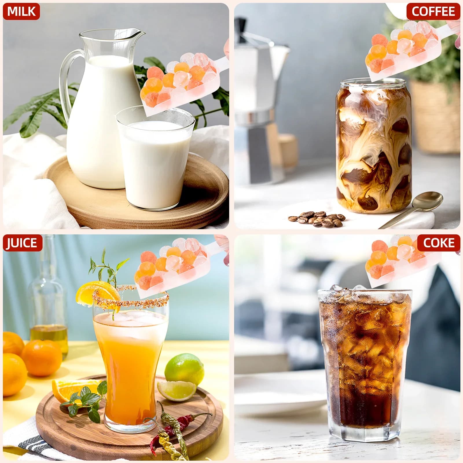 Bandeja mini para cubitos de hielo de 104 cavidades, molde redondo para bolas de hielo, pequeño y triturado, para enfriar bebidas de bar, cócteles, whisky, café y jugo, utensilio de cocina