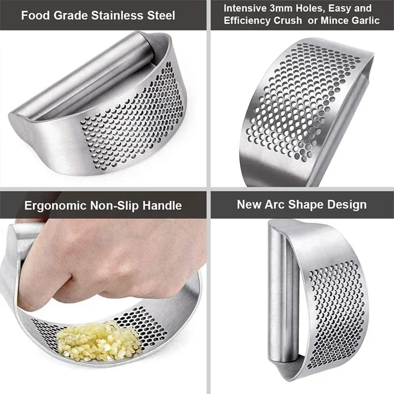 Exprimidor de ajo de acero inoxidable mejorado, prensa manual para ajo y jengibre, triturador tipo balanceo, utensilio para picar ajo, gadget de cocina