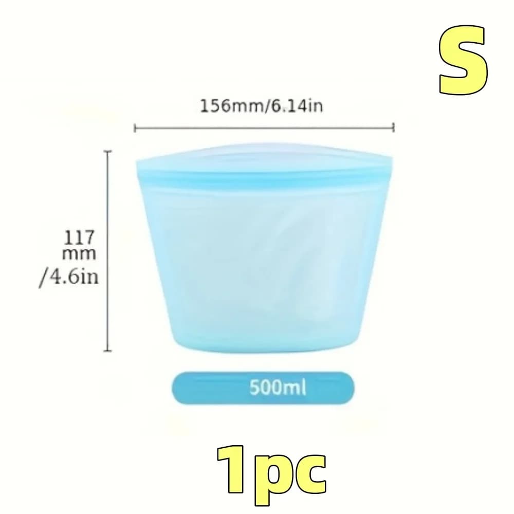 1/3pcs bolsas reutilizables de silicona para alimentos, bolsas de almacenamiento herméticas tipo ziplock para nevera y congelador, para conservar la frescura y organizar la cocina