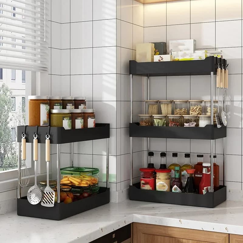 Estante de almacenamiento para especias de cocina de 1 pieza, multifuncional, de encimera, organizador de condimentos de varios niveles, esquina, para cocina